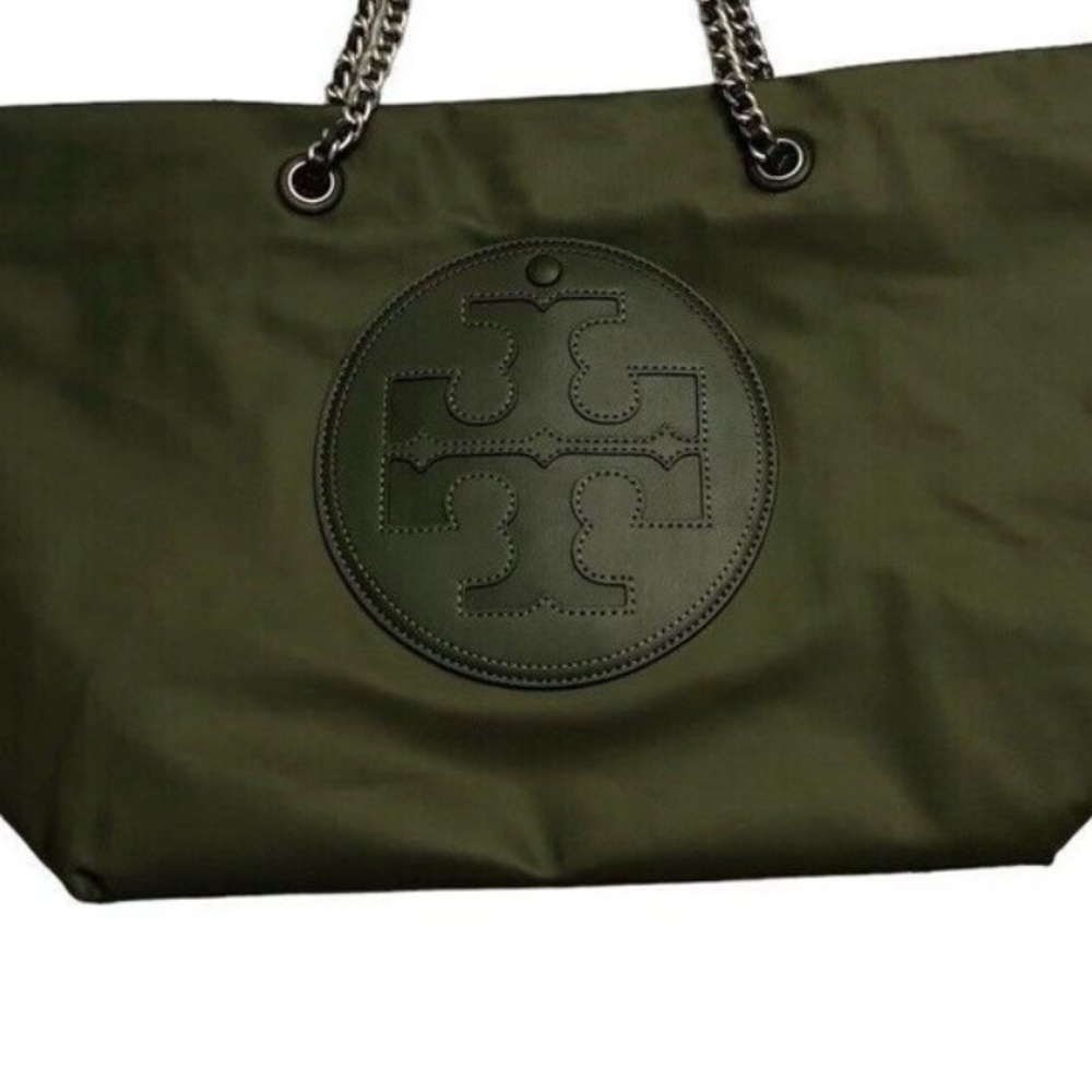 Tory Burch Ella Olive Green Tote Bag
